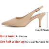 imageRIBONGZ Slingback Heels for Women Kitten Heels Closed Pointed Toe Ankle Strap Low Heeled Sexy Pumps Wedding Bride Guest Party Evening Prom Formal Herls Dressy ShoesNude Patent