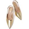 imageRIBONGZ Slingback Heels for Women Kitten Heels Closed Pointed Toe Ankle Strap Low Heeled Sexy Pumps Wedding Bride Guest Party Evening Prom Formal Herls Dressy ShoesGold Patent