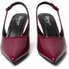 imageRIBONGZ Slingback Heels for Women Kitten Heels Closed Pointed Toe Ankle Strap Low Heeled Sexy Pumps Wedding Bride Guest Party Evening Prom Formal Herls Dressy ShoesBurgundy Patent