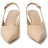 imageRIBONGZ Slingback Heels for Women Kitten Heels Closed Pointed Toe Ankle Strap Low Heeled Sexy Pumps Wedding Bride Guest Party Evening Prom Formal Herls Dressy ShoesNude Patent
