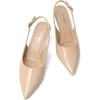 imageRIBONGZ Slingback Heels for Women Kitten Heels Closed Pointed Toe Ankle Strap Low Heeled Sexy Pumps Wedding Bride Guest Party Evening Prom Formal Herls Dressy ShoesNude Patent