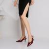imageRIBONGZ Slingback Heels for Women Kitten Heels Closed Pointed Toe Ankle Strap Low Heeled Sexy Pumps Wedding Bride Guest Party Evening Prom Formal Herls Dressy ShoesBurgundy Patent