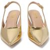 imageRIBONGZ Slingback Heels for Women Kitten Heels Closed Pointed Toe Ankle Strap Low Heeled Sexy Pumps Wedding Bride Guest Party Evening Prom Formal Herls Dressy ShoesGold Patent