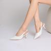 imageRIBONGZ Slingback Heels for Women Kitten Heels Closed Pointed Toe Ankle Strap Low Heeled Sexy Pumps Wedding Bride Guest Party Evening Prom Formal Herls Dressy ShoesWhite