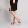 imageRIBONGZ Slingback Heels for Women Kitten Heels Closed Pointed Toe Ankle Strap Low Heeled Sexy Pumps Wedding Bride Guest Party Evening Prom Formal Herls Dressy ShoesGold Patent
