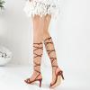 imageRIBONGZ Strappy Heels for Women Square Open Toe Tie Up Sandals Ankle Strap Lace Up Stiletto High Heels Sexy for Wedding Prom Party Comfort Dress ShoesBrown