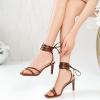imageRIBONGZ Strappy Heels for Women Square Open Toe Tie Up Sandals Ankle Strap Lace Up Stiletto High Heels Sexy for Wedding Prom Party Comfort Dress ShoesBrown