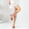 imageRIBONGZ Strappy Heels for Women Square Open Toe Tie Up Sandals Ankle Strap Lace Up Stiletto High Heels Sexy for Wedding Prom Party Comfort Dress ShoesBrown