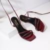 imageRIBONGZ Strappy Heels for Women Square Open Toe Tie Up Sandals Ankle Strap Lace Up Stiletto High Heels Sexy for Wedding Prom Party Comfort Dress ShoesBurgundy Patent
