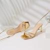 imageRIBONGZ Strappy Heels for Women Square Open Toe Tie Up Sandals Ankle Strap Lace Up Stiletto High Heels Sexy for Wedding Prom Party Comfort Dress ShoesGold Patent