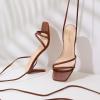 imageRIBONGZ Strappy Heels for Women Square Open Toe Tie Up Sandals Ankle Strap Lace Up Stiletto High Heels Sexy for Wedding Prom Party Comfort Dress ShoesBrown
