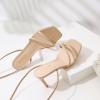 imageRIBONGZ Strappy Heels for Women Square Open Toe Tie Up Sandals Ankle Strap Lace Up Stiletto High Heels Sexy for Wedding Prom Party Comfort Dress ShoesNude