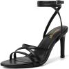 imageRIBONGZ Comfortable Kitten Heels Sexy Lace Up Heeled Sandals for Women Pointed Toe Strappy Heels Vacation Sandals Wedding Bride Party Prom Dress ShoesBlack