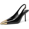 imageRIBONGZ Sexy Slingback Pumps Elegant Dressy Heels for Women Closed Toe Pointy High Heels Wedding Bride Prom Party Evening ShoesBlackgold