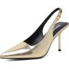 imageRIBONGZ Sexy Slingback Pumps Elegant Dressy Heels for Women Closed Toe Pointy High Heels Wedding Bride Prom Party Evening ShoesGoldpu