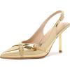 imageRIBONGZ Slingback Heels for Women Closed Pointed Toe Stiletto High Heeled with Buckle Patent Leather Heels Wedding Sexy Pumps Bride Prom Dating Party Working Dress ShoesGoldbuckle