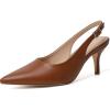 imageRIBONGZ Slingback Heels for Women Kitten Heels Closed Pointed Toe Ankle Strap Low Heeled Sexy Pumps Wedding Bride Guest Party Evening Prom Formal Herls Dressy ShoesBrown