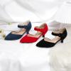 imageRIBONGZ Comfortable Kitten Heels for Women Pointed Closed Toe Ankle Strap Buckle Heels Slip on Low Heel Church Pumps Wedding Bridal Party Dressy ShoesBlack