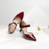 imageRIBONGZ Comfortable Kitten Heels for Women Pointed Closed Toe Ankle Strap Buckle Heels Slip on Low Heel Church Pumps Wedding Bridal Party Dressy ShoesBurgundy