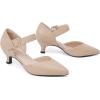 imageRIBONGZ Comfortable Kitten Heels for Women Pointed Closed Toe Ankle Strap Buckle Heels Slip on Low Heel Church Pumps Wedding Bridal Party Dressy ShoesNude