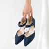 imageRIBONGZ Comfortable Kitten Heels for Women Pointed Closed Toe Ankle Strap Buckle Heels Slip on Low Heel Church Pumps Wedding Bridal Party Dressy ShoesNavy