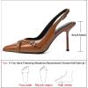 imageRIBONGZ Sexy Slingback Pumps Elegant Dressy Heels for Women Closed Toe Pointy High Heels Wedding Bride Prom Party Evening ShoesBrownbuckle