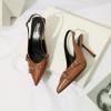 imageRIBONGZ Sexy Slingback Pumps Elegant Dressy Heels for Women Closed Toe Pointy High Heels Wedding Bride Prom Party Evening ShoesBrownbuckle