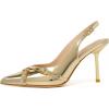 imageRIBONGZ Sexy Slingback Pumps Elegant Dressy Heels for Women Closed Toe Pointy High Heels Wedding Bride Prom Party Evening ShoesGoldbuckle