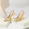 imageRIBONGZ Sexy Slingback Pumps Elegant Dressy Heels for Women Closed Toe Pointy High Heels Wedding Bride Prom Party Evening ShoesGoldbuckle