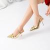 imageRIBONGZ Sexy Slingback Pumps Elegant Dressy Heels for Women Closed Toe Pointy High Heels Wedding Bride Prom Party Evening ShoesGoldbuckle