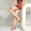 imageRIBONGZ Strappy Stiletto Kitten Heels Ankle Strap Sexy Heeled Sandals for Women Square Open Toe High Heels Wedding Bride Party Prom Dress ShoesBrown