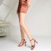 imageRIBONGZ Strappy Stiletto Kitten Heels Ankle Strap Sexy Heeled Sandals for Women Square Open Toe High Heels Wedding Bride Party Prom Dress ShoesBrown