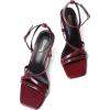 imageRIBONGZ Strappy Stiletto Kitten Heels Ankle Strap Sexy Heeled Sandals for Women Square Open Toe High Heels Wedding Bride Party Prom Dress ShoesBurgundy