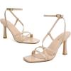 imageRIBONGZ Strappy Stiletto Kitten Heels Ankle Strap Sexy Heeled Sandals for Women Square Open Toe High Heels Wedding Bride Party Prom Dress ShoesNude Patent