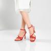 imageRIBONGZ Strappy Stiletto Kitten Heels Ankle Strap Sexy Heeled Sandals for Women Square Open Toe High Heels Wedding Bride Party Prom Dress ShoesRed