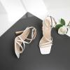 imageRIBONGZ Strappy Stiletto Kitten Heels Ankle Strap Sexy Heeled Sandals for Women Square Open Toe High Heels Wedding Bride Party Prom Dress ShoesWhite