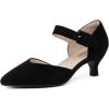 imageRIBONGZ Comfortable Kitten Heels for Women Pointed Closed Toe Ankle Strap Buckle Heels Slip on Low Heel Church Pumps Wedding Bridal Party Dressy ShoesBlack