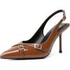 imageRIBONGZ Sexy Slingback Pumps Elegant Dressy Heels for Women Closed Toe Pointy High Heels Wedding Bride Prom Party Evening ShoesBrownbuckle