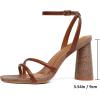 imageRIBONGZ Block Heels Prom Heeled Sandals for Women Chunky Square Open Toe Strappy High Heels Ankle Strap Wedding Bridal Shoes High Heel Sandals for Party DressBraided Brown