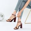 imageRIBONGZ Block Heels Prom Heeled Sandals for Women Chunky Square Open Toe Strappy High Heels Ankle Strap Wedding Bridal Shoes High Heel Sandals for Party DressBurgundy