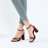 imageRIBONGZ Block Heels Prom Heeled Sandals for Women Chunky Square Open Toe Strappy High Heels Ankle Strap Wedding Bridal Shoes High Heel Sandals for Party DressBurgundy
