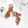 imageRIBONGZ Block Heels Prom Heeled Sandals for Women Chunky Square Open Toe Strappy High Heels Ankle Strap Wedding Bridal Shoes High Heel Sandals for Party DressBraided Brown