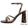 imageRIBONGZ Block Heels Prom Heeled Sandals for Women Chunky Square Open Toe Strappy High Heels Ankle Strap Wedding Bridal Shoes High Heel Sandals for Party DressLeopard Patent