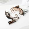 imageRIBONGZ Block Heels Prom Heeled Sandals for Women Chunky Square Open Toe Strappy High Heels Ankle Strap Wedding Bridal Shoes High Heel Sandals for Party DressLeopard Patent