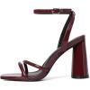 imageRIBONGZ Block Heels Prom Heeled Sandals for Women Chunky Square Open Toe Strappy High Heels Ankle Strap Wedding Bridal Shoes High Heel Sandals for Party DressBurgundy