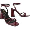 imageRIBONGZ Block Heels Prom Heeled Sandals for Women Chunky Square Open Toe Strappy High Heels Ankle Strap Wedding Bridal Shoes High Heel Sandals for Party DressBurgundy