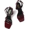 imageRIBONGZ Block Heels Prom Heeled Sandals for Women Chunky Square Open Toe Strappy High Heels Ankle Strap Wedding Bridal Shoes High Heel Sandals for Party DressBurgundy