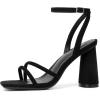 imageRIBONGZ Block Heels Prom Heeled Sandals for Women Chunky Square Open Toe Strappy High Heels Ankle Strap Wedding Bridal Shoes High Heel Sandals for Party DressBlack Suede