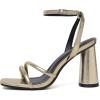 imageRIBONGZ Block Heels Prom Heeled Sandals for Women Chunky Square Open Toe Strappy High Heels Ankle Strap Wedding Bridal Shoes High Heel Sandals for Party DressGold Pu