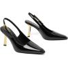 imageRIBONGZ Slingback Heels for Women Closed Pointed Toe Stiletto High Heels Dress Sexy Pumps Heeled Wedding Bride Prom Party Evening Dressy ShoesBlack Patent